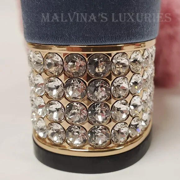 GUCCI SHOES CANDY SATIN AND FAUX FUR MULES CRYSTAL HEEL sz IT 35.5 US 5.5 - Picture 12 of 16